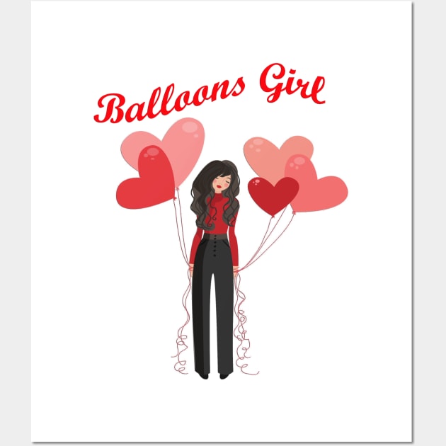 Balloons Girl Wall Art by mnStore